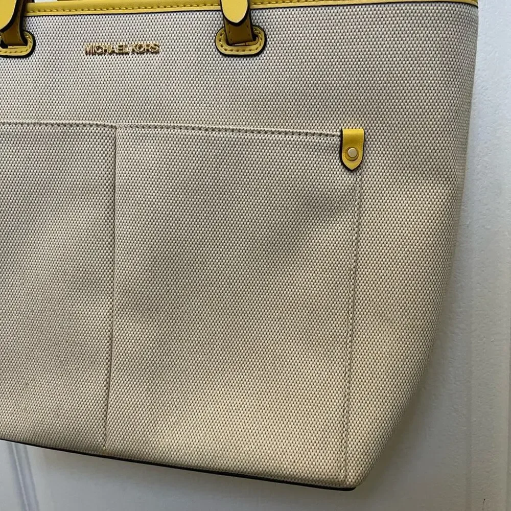 Michael Kors Cream and Yellow Leather Tote - Picture 3 of 15